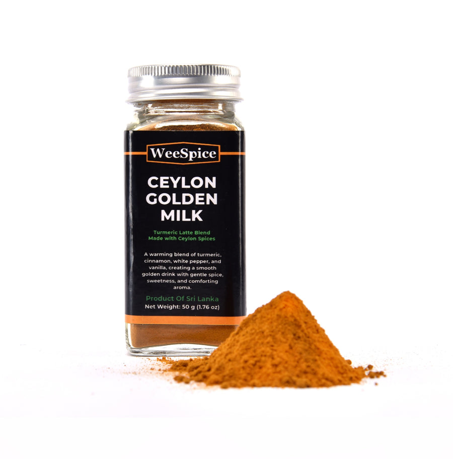 WeeSpice Golden Milk, Turmeric Latte Mix in a 50 g (1.76 oz) glass bottle