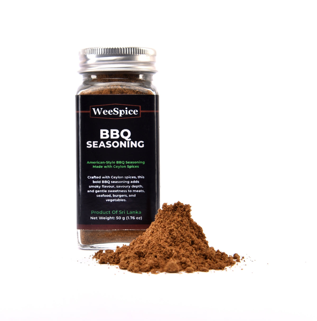 WeeSpice BBQ Spice Blend in a 50 g (1.76 oz) glass bottle
