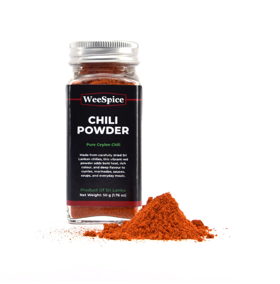 WeeSpice Pure Chili Powder, 100% Chili in a 50 g (1.76 oz) glass bottle